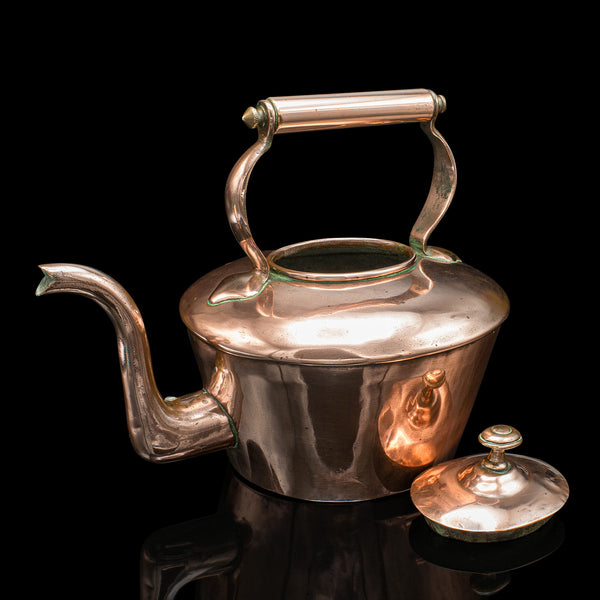 Antique Scullery Kettle, English, Copper, Stovetop Teapot, Victorian, Circa 1870