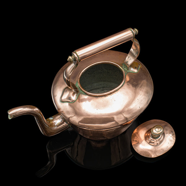 Antique Scullery Kettle, English, Copper, Stovetop Teapot, Victorian, Circa 1870