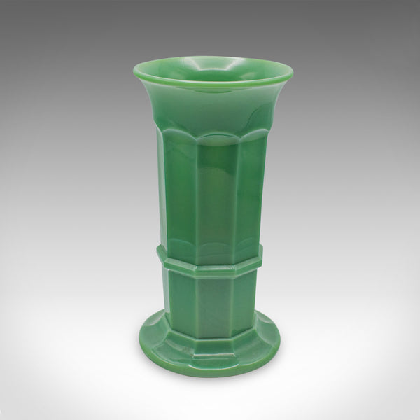 Trio Of Vintage Flower Vases, English, Glass, Candle Stand, Art Deco, Circa 1930