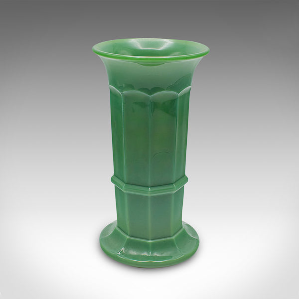 Trio Of Vintage Flower Vases, English, Glass, Candle Stand, Art Deco, Circa 1930