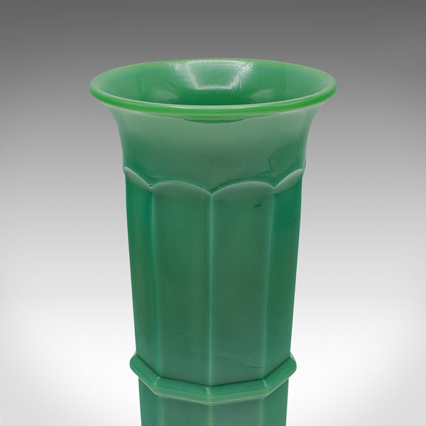Trio Of Vintage Flower Vases, English, Glass, Candle Stand, Art Deco, Circa 1930