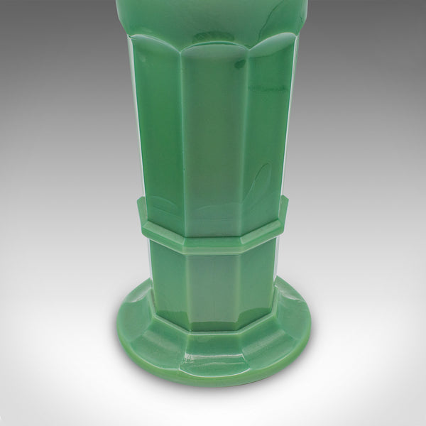 Trio Of Vintage Flower Vases, English, Glass, Candle Stand, Art Deco, Circa 1930