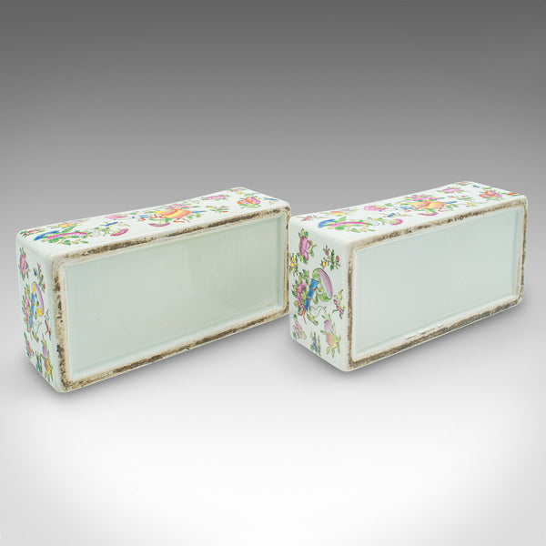 Pair Of Antique Decorative Boxes, Chinese, Ceramic, Lidded Dish, Victorian, 1900