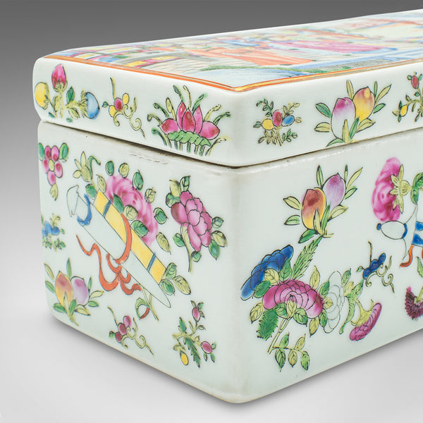 Pair Of Antique Decorative Boxes, Chinese, Ceramic, Lidded Dish, Victorian, 1900