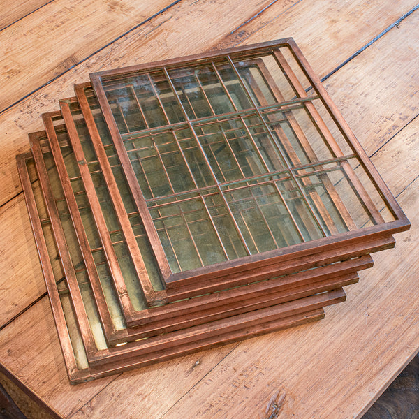 Set of 6 Antique Cloche Covers, English, Copper, Quarter Inch Glass, Victorian