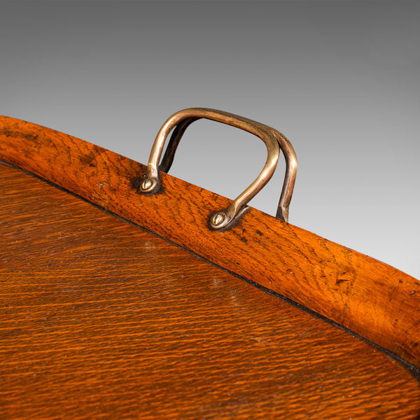 Antique Tipple Serving Tray, English, Oak, Boxwood, Afternoon Tea, Edwardian