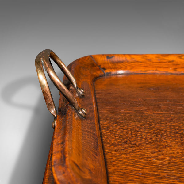 Antique Tipple Serving Tray, English, Oak, Boxwood, Afternoon Tea, Edwardian