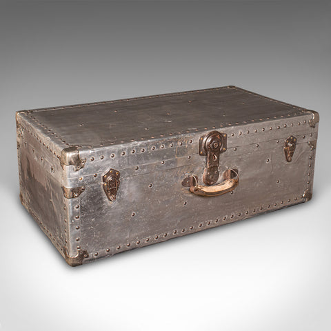 Large Antique Shipping Chest, Continental, Aluminium, Trunk, Edwardian, C.1910