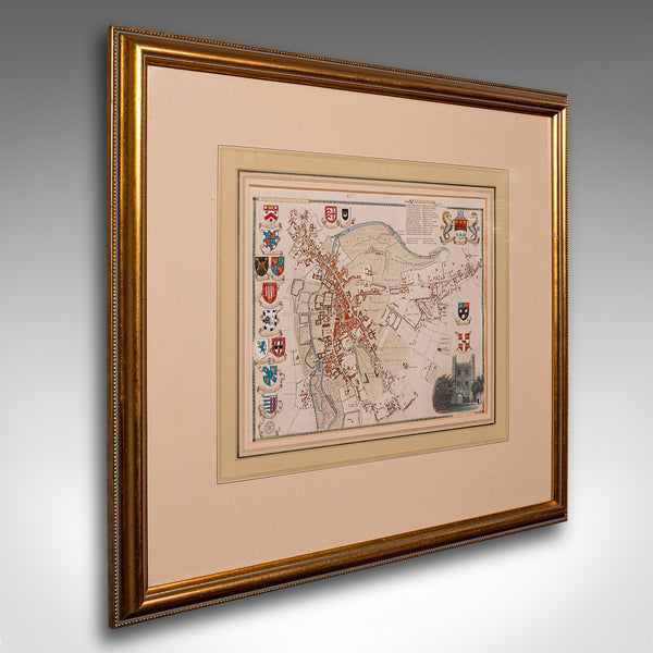 Antique Collegiate Map, Cambridge, English, Framed Cartography, Victorian, 1838