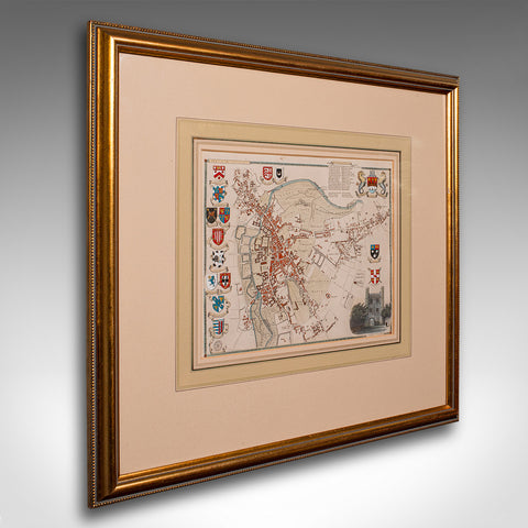 Antique Collegiate Map, Cambridge, English, Framed Cartography, Victorian, 1838