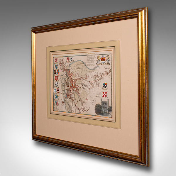 Antique Collegiate Map, Cambridge, English, Framed Cartography, Victorian, 1838