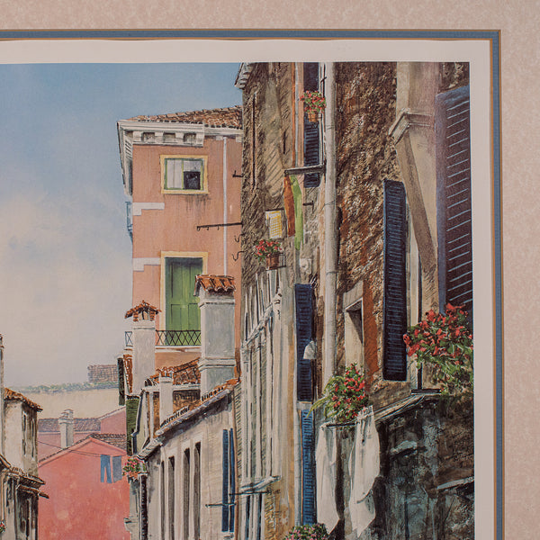 Large Contemporary Venice Print, Continental, Framed, Venetian Canal Scene, Art