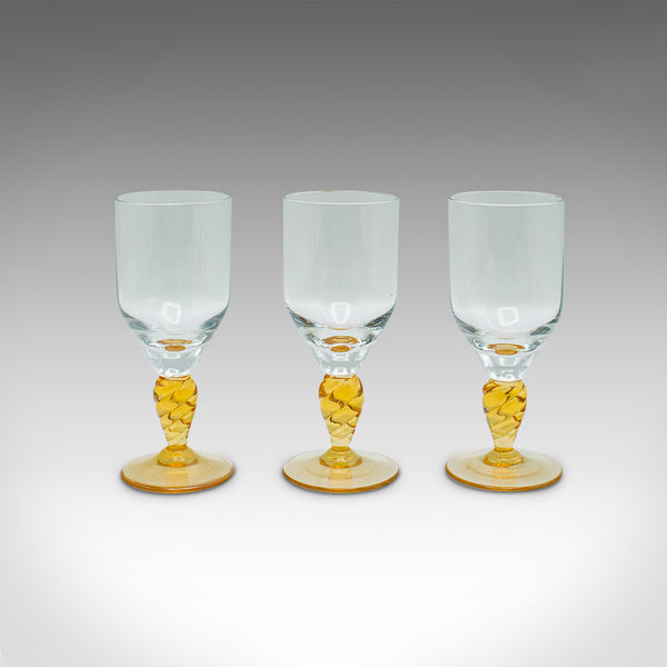 Set of 10 Vintage Stem Glasses, French, Wine Goblets, Spirit Glass, Mid Century
