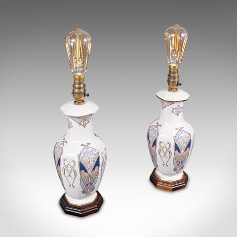 Pair of Vintage Liberty London Table Lamp Bases, English, Ianthe Pattern, Light