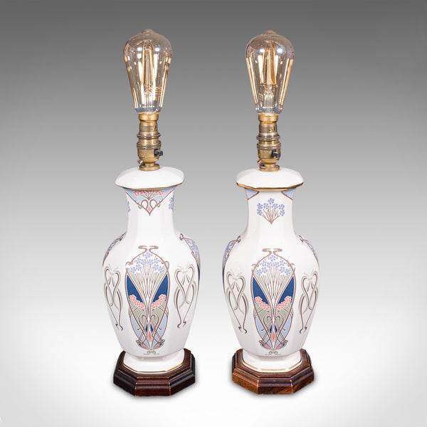 Pair of Vintage Liberty London Table Lamp Bases, English, Ianthe Pattern, Light