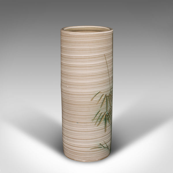 Vintage Decorative Vase, Japanese, Ceramic, Bamboo Motif, Flower Sleeve, C.1980