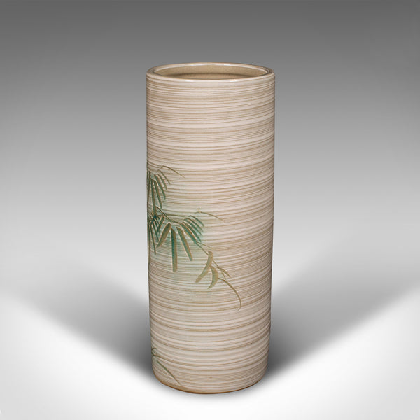 Vintage Decorative Vase, Japanese, Ceramic, Bamboo Motif, Flower Sleeve, C.1980
