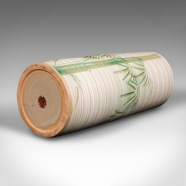 Vintage Decorative Vase, Japanese, Ceramic, Bamboo Motif, Flower Sleeve, C.1980