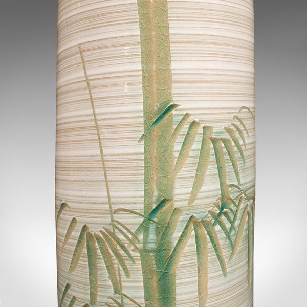 Vintage Decorative Vase, Japanese, Ceramic, Bamboo Motif, Flower Sleeve, C.1980