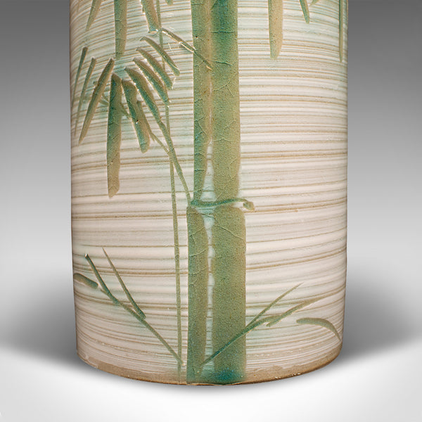 Vintage Decorative Vase, Japanese, Ceramic, Bamboo Motif, Flower Sleeve, C.1980
