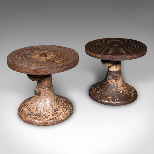 Pair Of Antique Pottery Decoration Wheels, English, Finishing Plinth, Victorian