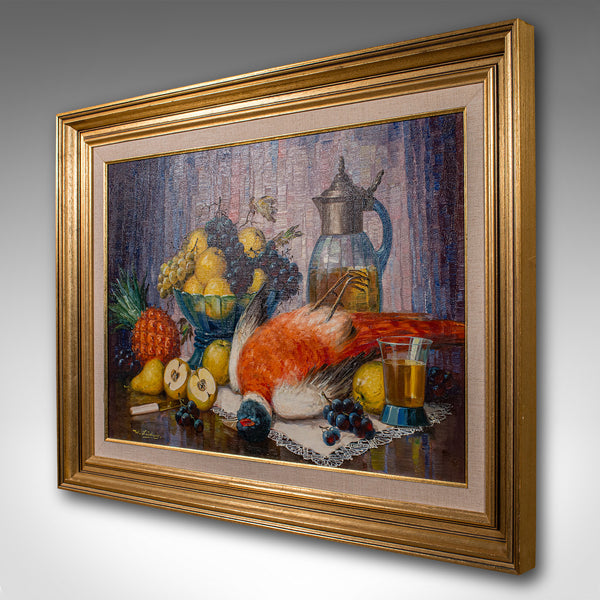 Large Vintage Still Life Painting, German, Framed Art, Oil On Canvas, Stilleben