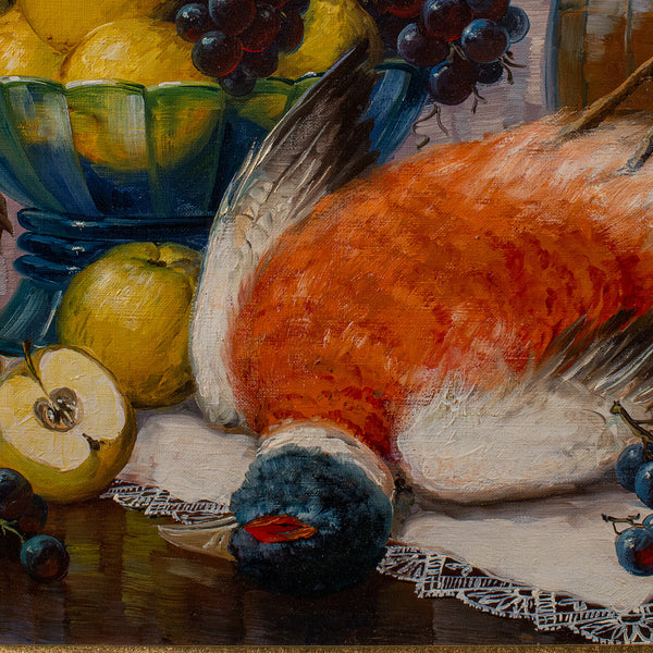 Large Vintage Still Life Painting, German, Framed Art, Oil On Canvas, Stilleben