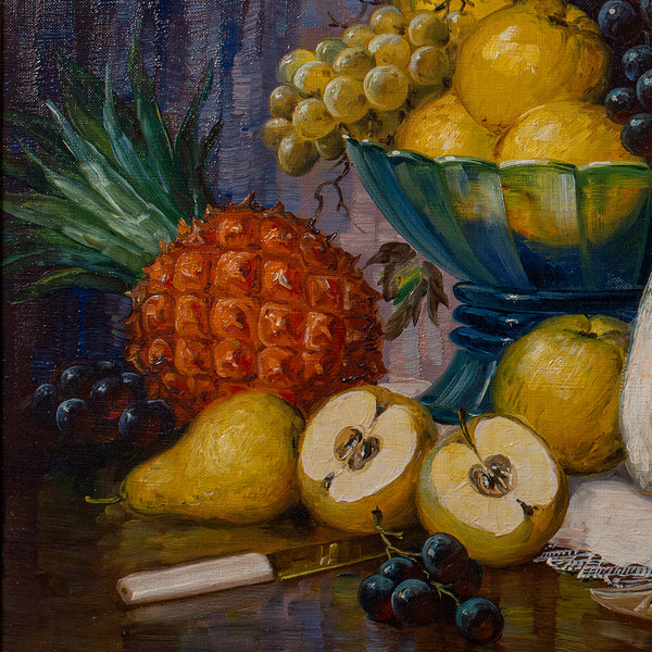 Large Vintage Still Life Painting, German, Framed Art, Oil On Canvas, Stilleben