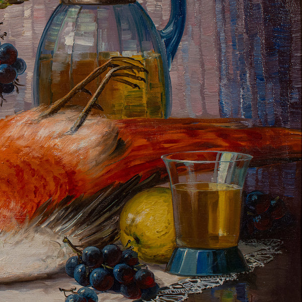 Large Vintage Still Life Painting, German, Framed Art, Oil On Canvas, Stilleben