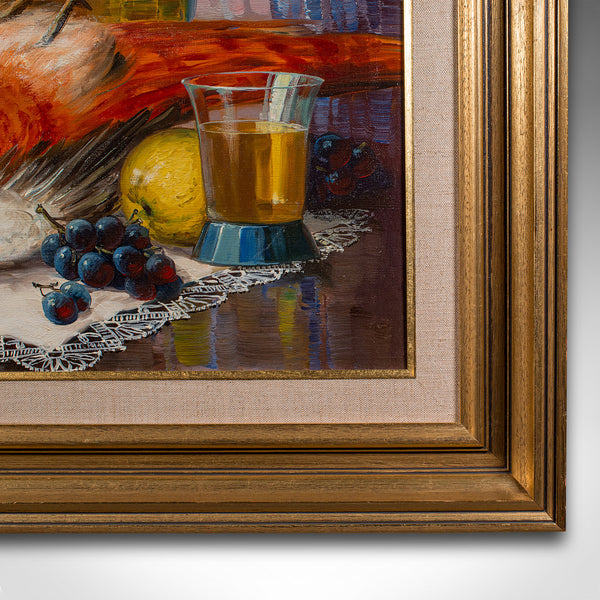Large Vintage Still Life Painting, German, Framed Art, Oil On Canvas, Stilleben