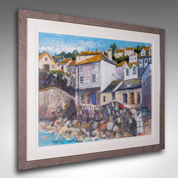 Framed Contemporary Landscape Painting, English, Acrylic, Art, Picture, Cornwall