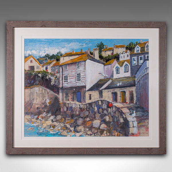 Framed Contemporary Landscape Painting, English, Acrylic, Art, Picture, Cornwall