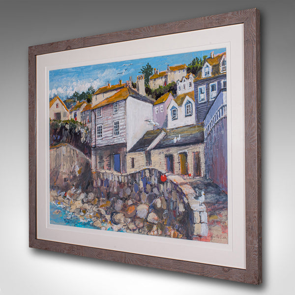 Framed Contemporary Landscape Painting, English, Acrylic, Art, Picture, Cornwall