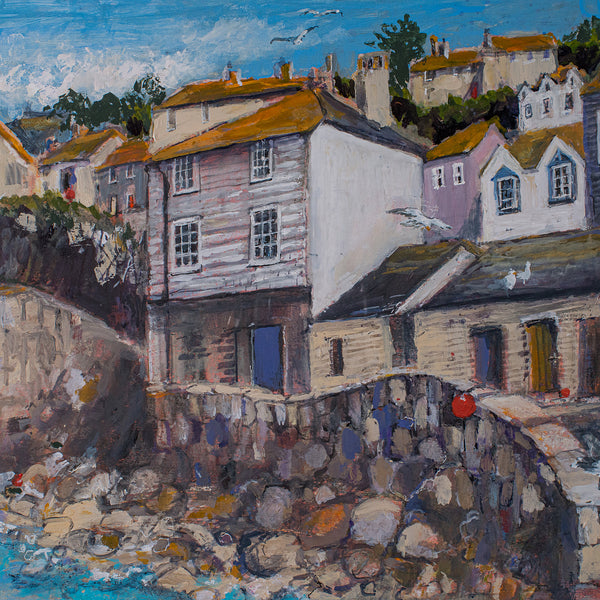 Framed Contemporary Landscape Painting, English, Acrylic, Art, Picture, Cornwall