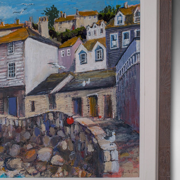 Framed Contemporary Landscape Painting, English, Acrylic, Art, Picture, Cornwall