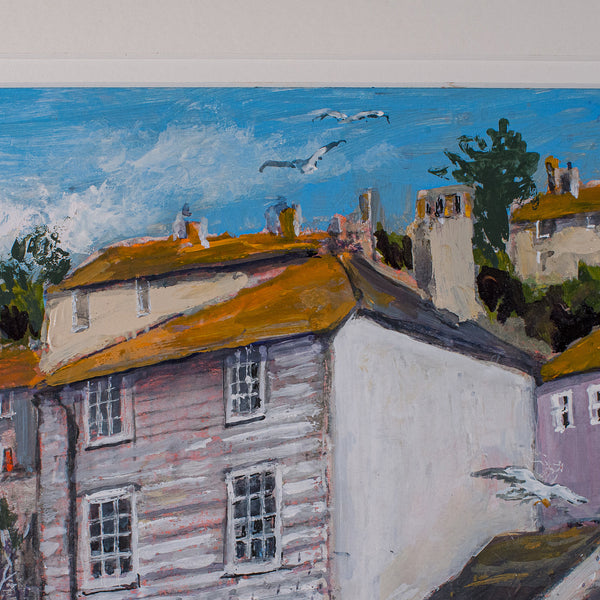 Framed Contemporary Landscape Painting, English, Acrylic, Art, Picture, Cornwall