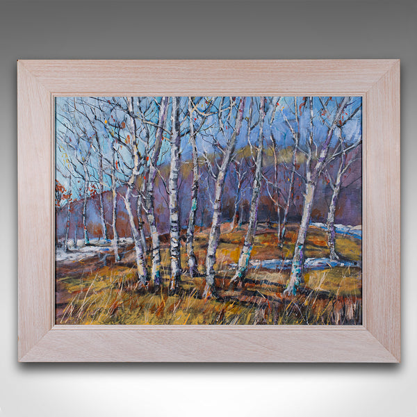 Framed Contemporary Landscape Painting, English, Oil, Art, Picture, Woodland