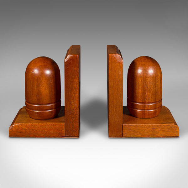 Pair Of Vintage Acorn Bookends, English, Decorative Book Rest, Mid Century, 1960