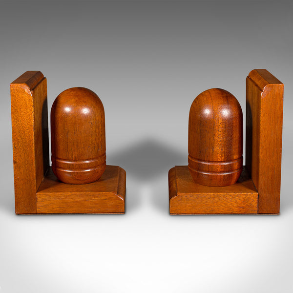 Pair Of Vintage Acorn Bookends, English, Decorative Book Rest, Mid Century, 1960