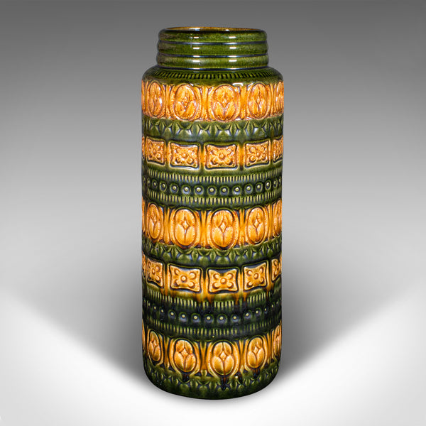 Near Pair of Vintage Lava Vases, German, Ceramic, Flower Sleeve, Stick Stand