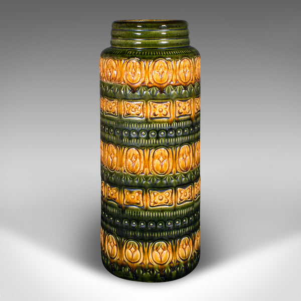 Near Pair of Vintage Lava Vases, German, Ceramic, Flower Sleeve, Stick Stand