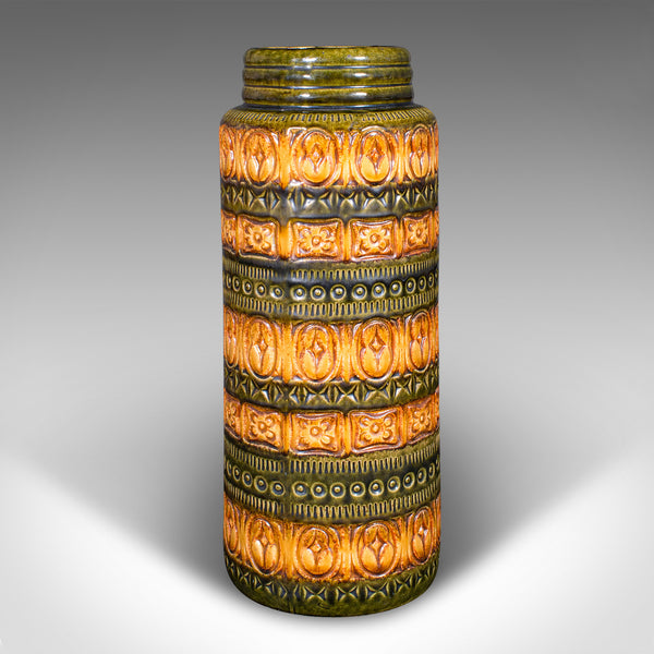 Near Pair of Vintage Lava Vases, German, Ceramic, Flower Sleeve, Stick Stand