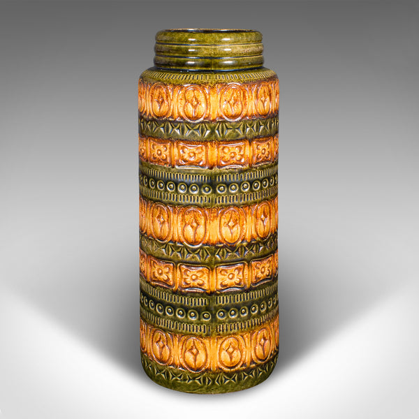 Near Pair of Vintage Lava Vases, German, Ceramic, Flower Sleeve, Stick Stand