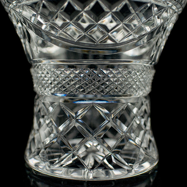Vintage Crystal Ice Bucket, English, Cut Glass, Bottle Cooler, Mid Century, 1950