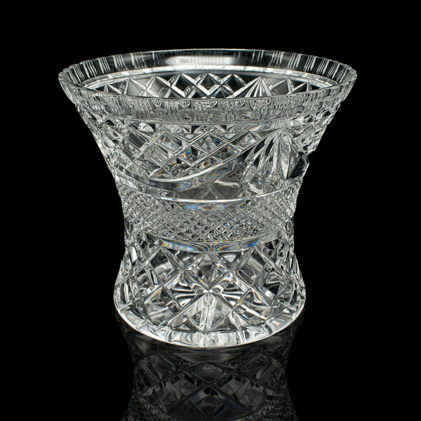 Vintage Crystal Ice Bucket, English, Cut Glass, Bottle Cooler, Mid Century, 1950