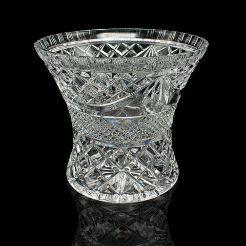 Vintage Crystal Ice Bucket, English, Cut Glass, Bottle Cooler, Mid Century, 1950