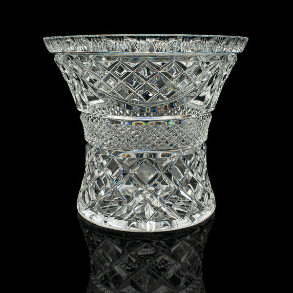 Vintage Crystal Ice Bucket, English, Cut Glass, Bottle Cooler, Mid Century, 1950