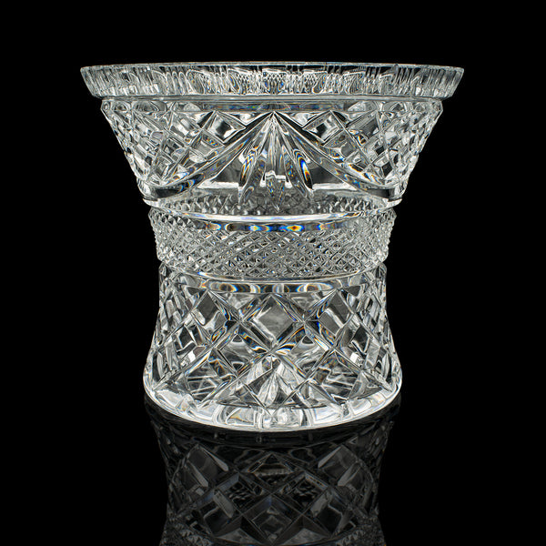 Vintage Crystal Ice Bucket, English, Cut Glass, Bottle Cooler, Mid Century, 1950