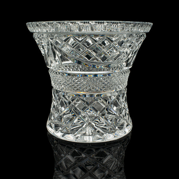 Vintage Crystal Ice Bucket, English, Cut Glass, Bottle Cooler, Mid Century, 1950