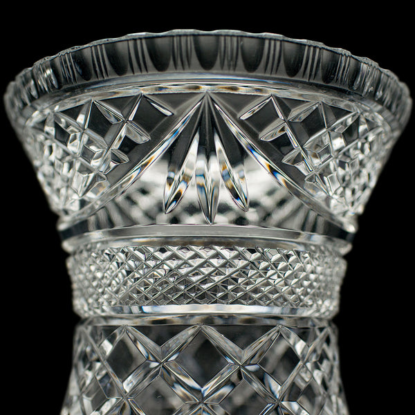 Vintage Crystal Ice Bucket, English, Cut Glass, Bottle Cooler, Mid Century, 1950